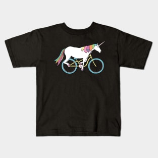 unicorn riding bike Kids T-Shirt